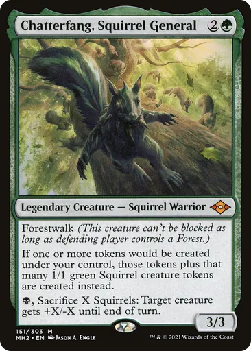 squirrel card mtg Token (1/1) by Pat Lewis for each opponent other than defending player Magic the Gathering [167] UNSTABLE