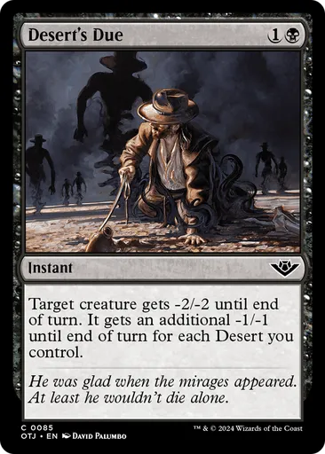 desert mtg card Proxy and Sticker set - (Desert) frontier mentor Desert's Due - Outlaws of